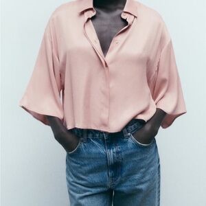 Zara pink satin top L